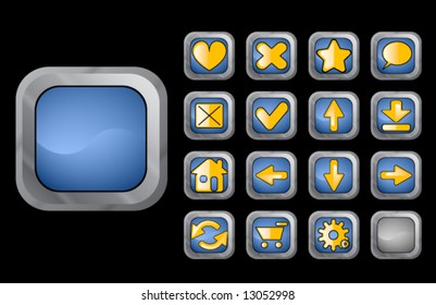 blue web button on black