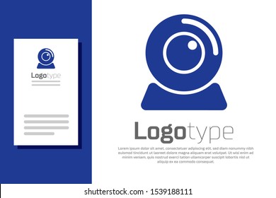 Blue Web camera icon isolated on white background. Chat camera. Webcam icon. Logo design template element. Vector Illustration