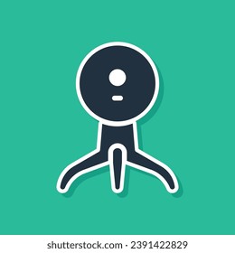 Blue Web camera icon isolated on green background. Chat camera. Webcam icon.  Vector Illustration