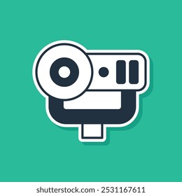 Blue Web camera icon isolated on green background. Chat camera. Webcam icon.  Vector