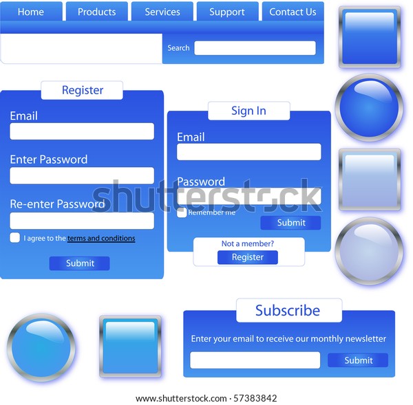 Blue Web Forms Buttons Stock Vector Royalty Free