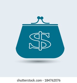 Blue web icon Purse Vector illustration. 