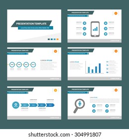 Blue web multipurpose presentation brochure flyer template flat design set 