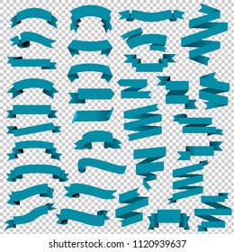 Blue Web Ribbon Big Set Transparent Background