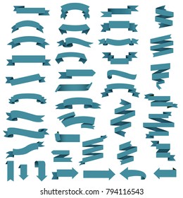Blue Web Ribbon Set, Vector Illustration