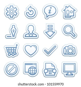 Blue web stickers with icons 1