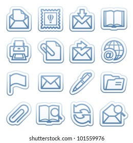 Blue web stickers with icons 2