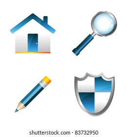 blue website icons set