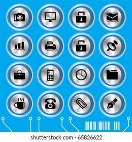 Blue website icons set. Illustration vector.