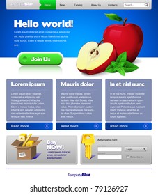 Blue Website Template 960 Grid: Front Page