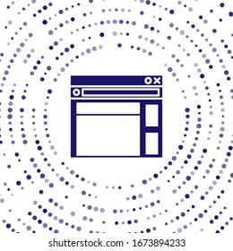 Icono de plantilla de sitio web azul aislado en fondo blanco. Protocolo de comunicación por Internet. Puntos aleatorios del círculo abstracto.  Ilustración vectorial