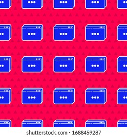 Blue Website template icon isolated seamless pattern on red background. Internet communication protocol.  Vector Illustration