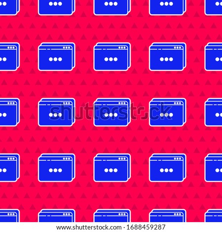 Blue Website template icon isolated seamless pattern on red background. Internet communication protocol.  Vector Illustration