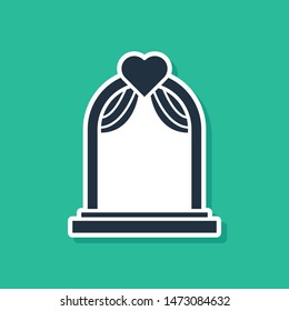 Blue Wedding arch icon isolated on green background. Wedding decoration.  Vector Illustration