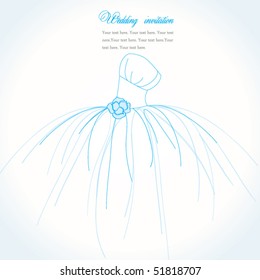 Blue wedding invitation or card