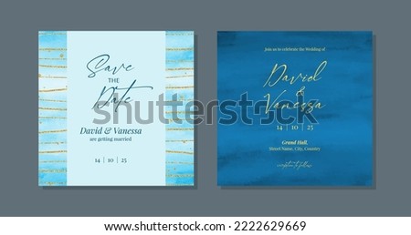 Blue wedding invite card template design 
