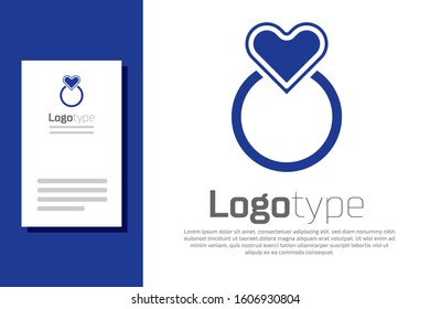 Blue Wedding rings icon isolated on white background. Bride and groom jewelry sign. Marriage symbol. Diamond ring. Logo design template element. Vector Illustration