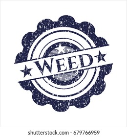 Blue Weed grunge stamp