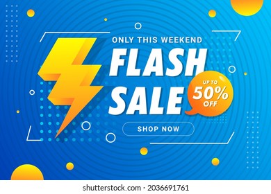 Blue Weekend Flash sale banner template premium Vector