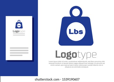 Blue Weight pounds icon isolated on white background. Pounds weight block for weight lifting and scale. Mass symbol. Logo design template element. Vector Illustration