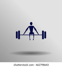 blue Weightlifting icon button logo symbol concept high quality on the gray background