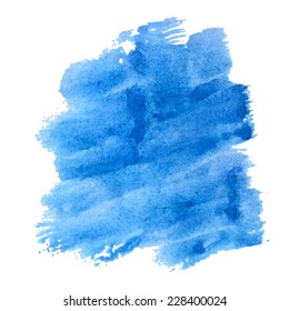 Blue wet watercolor brush stroked background design. Vector illustration.