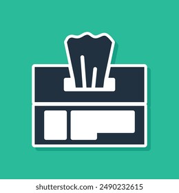 Blue Wet wipe pack icon isolated on green background.  Vector Illustration