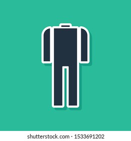 Blue Wetsuit for scuba diving icon isolated on green background. Diving underwater equipment.  Vector Illustration