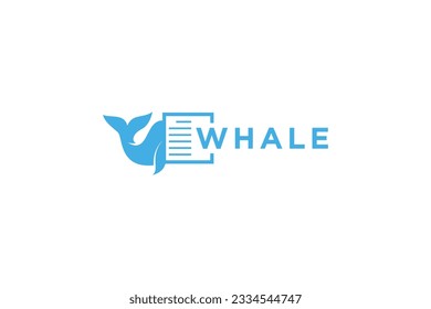Blue whale accounting logo design notebook icon symbol illustration