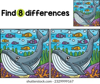 Animal de ballena azul encuentra las diferencias