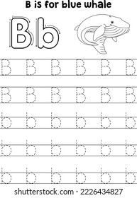 Blue Whale Animal Tracing Letter ABC Coloring B