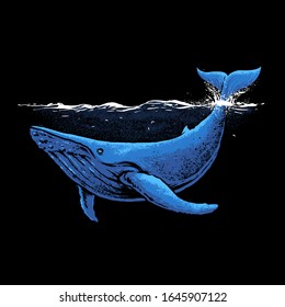 Blue whale art vector illustration