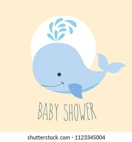 Blue Whale Boy Baby Shower Card