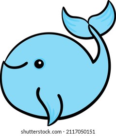 Blue Whale Cartoon Marine Animal Vector Icons