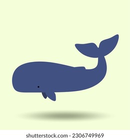 A blue whale cartoon with the tail raised