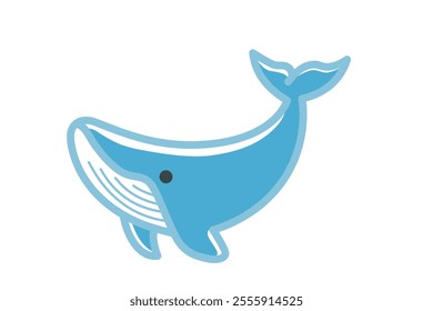 blue whale clip art for any use with flat style