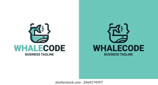 Vector con logotipo de código ballena azul