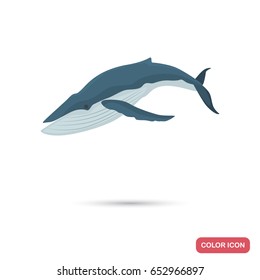 Blue whale color flat icon for web and mobile design