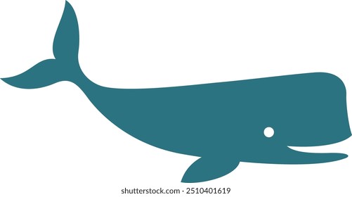 Blue whale color icon. Wild arctic animal