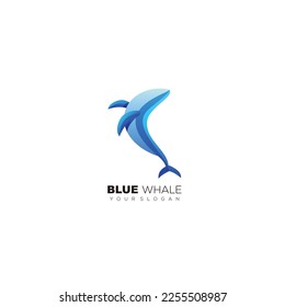 blue whale colorful design logo template icon