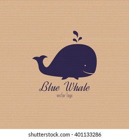 Blue Whale. Concept fish logo. Design of simple icon with text. Stock vector.