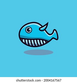 Blue Whale Cute Cartoon Vector Icon Illustration. Animal Nature Icon Concept. Flat Cartoon Style