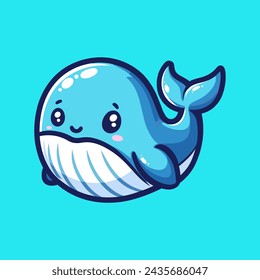 Blue Whale Cute Mascot Logo Illustration Chibi Kawaii is awesome logo, mascot or illustration for your product, company or bussiness