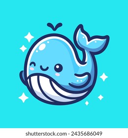 Blue Whale Cute Mascot Logo Illustration Chibi Kawaii is awesome logo, mascot or illustration for your product, company or bussiness