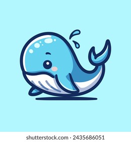 Blue Whale Cute Mascot Logo Illustration Chibi Kawaii is awesome logo, mascot or illustration for your product, company or bussiness