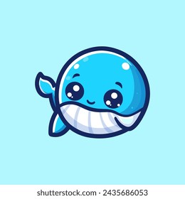 Blue Whale Cute Mascot Logo Illustration Chibi Kawaii is awesome logo, mascot or illustration for your product, company or bussiness