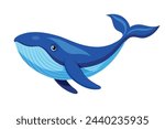 Blue whale flat animal vector pro style illustration.eps

