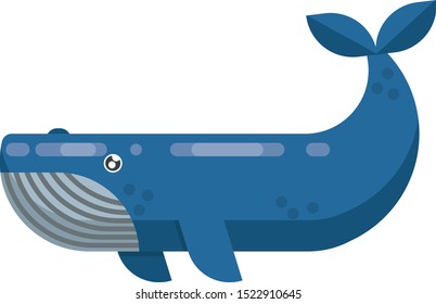 Blue Whale in flat style. Vector illustration