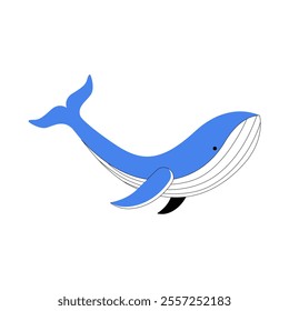 Blue Whale In Flat Vector Illustration Symbolizing Marine Life, Ocean Conservation, And Aquatic Ecology, Isolated On White Background