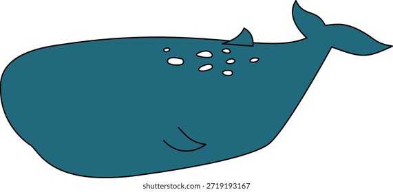 Ilustração de vetor plano de baleia azul